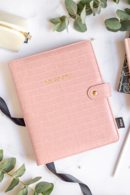 Quaderno di lusso a pois con copertina in pelle (vegan) - A5 - rosa