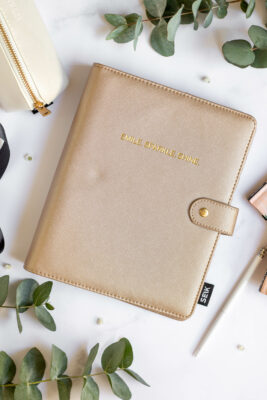 Quaderno di lusso a pois con copertina in pelle (vegan) A5 - beige