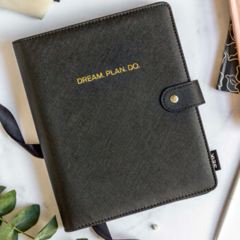 Quaderno di lusso a pois con copertina in pelle (vegan) - A5 nero