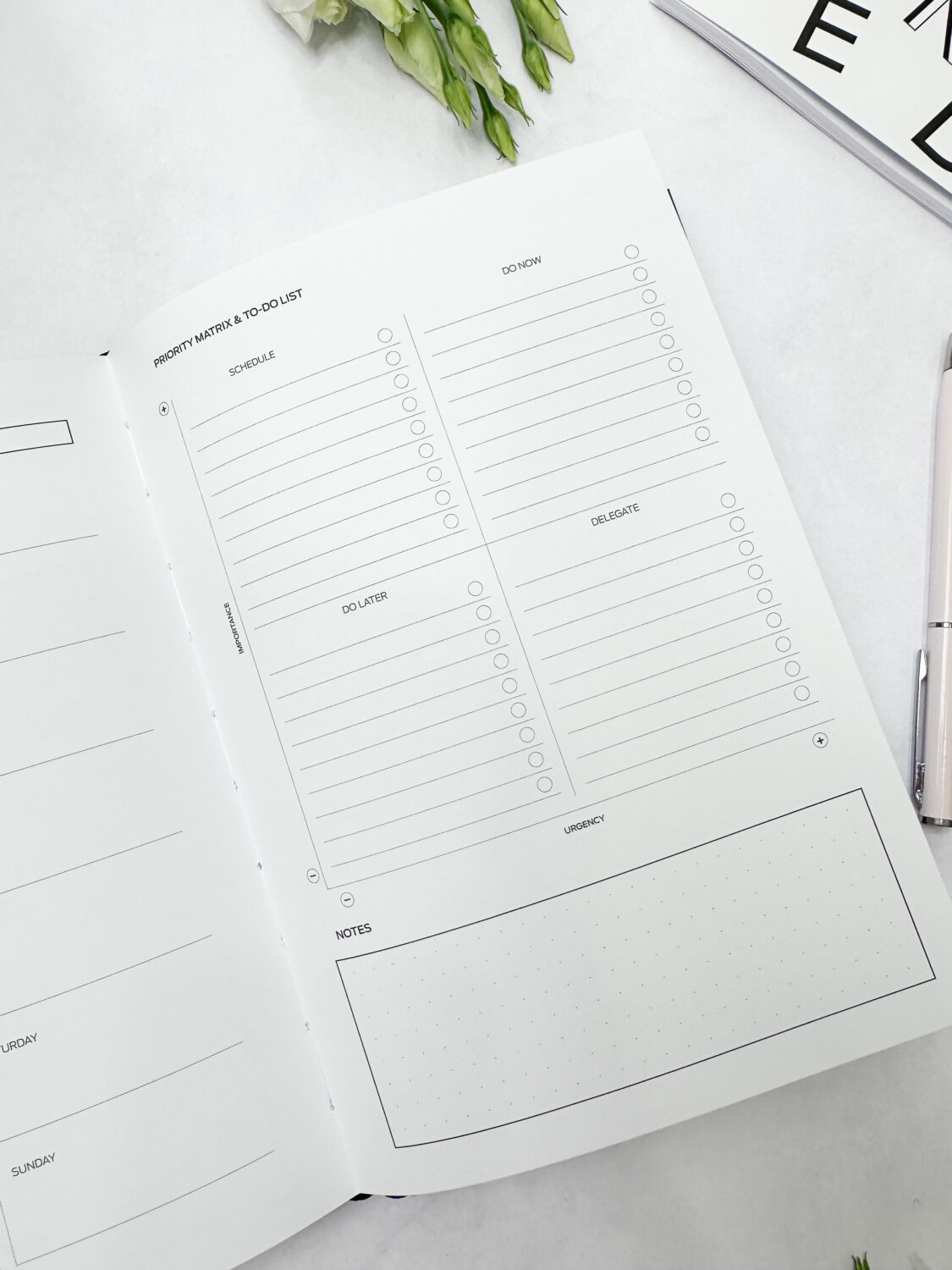 Planner produttivo ad anelli in finta pelle premium A5 (bianco) - immagine 4