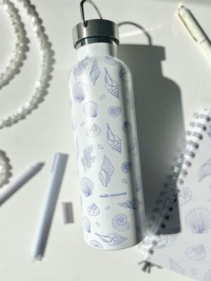 Borraccia/Thermos - Conchiglie (beige e blu) 750ml