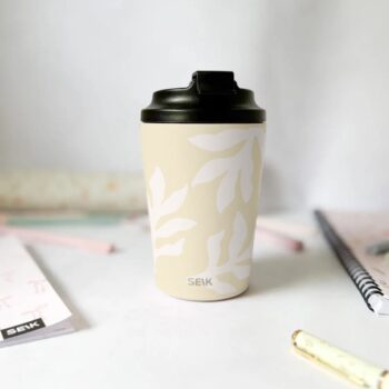 Tazza termica per caffè - foglie beige (350ml)